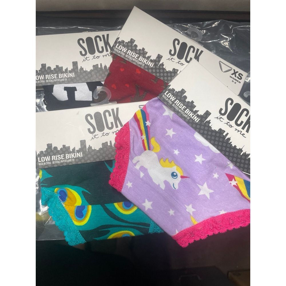 Sock it to me low‎ rise women bikini underwear hearts unicorn peacock XS